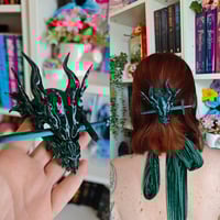 Image 1 of horquilla dragón verde/negro