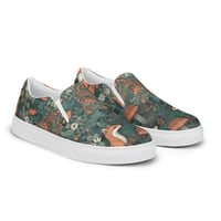 Image 2 of Boho Nature Cottagecore Inspired Fox Among Mushrooms Men’s slip-on canvas shoes