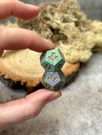 Image 2 of B Grade Hope and Fear Duality Dice | Handmade Pair of D12 Dice Grey and Green