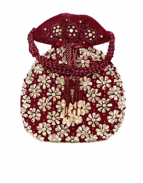 Image of Burgundy Potli bag
