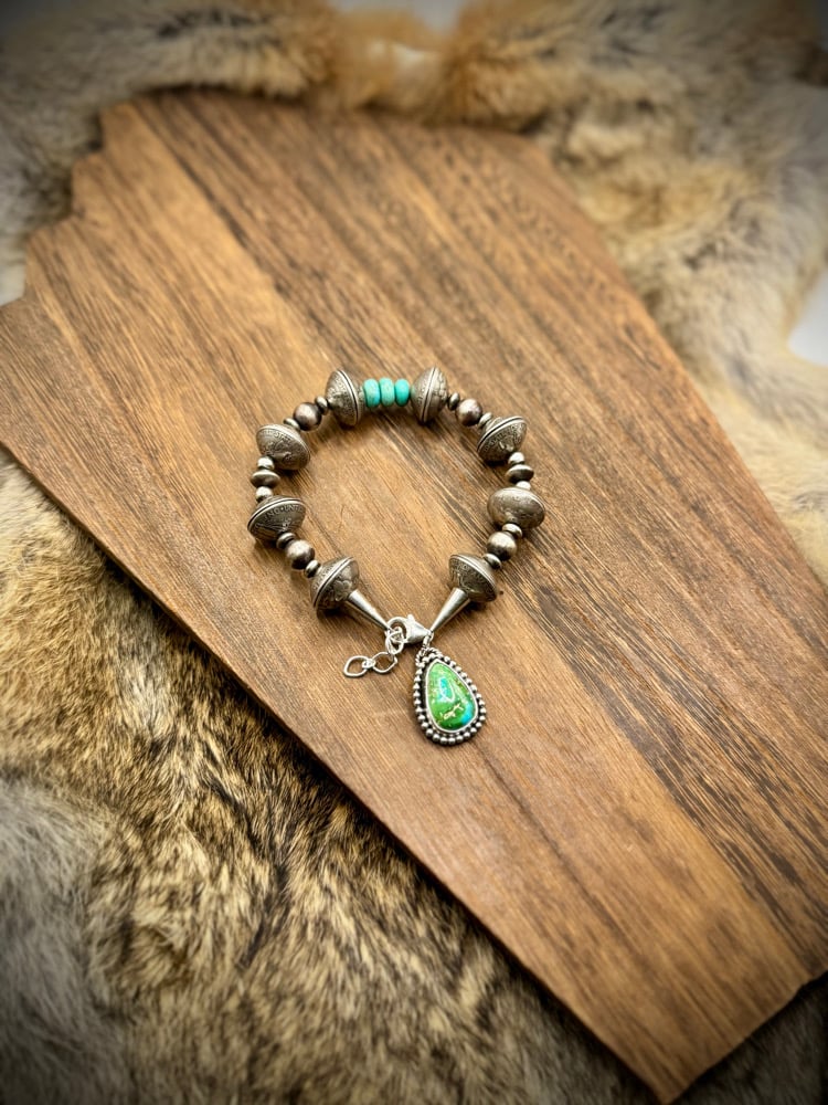 Image of Mercury Dime Bracelet with Sonoran Gold Charm - size 6-9” 