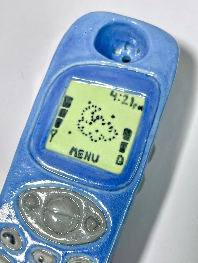 Blue Ceramic Phone Pipe