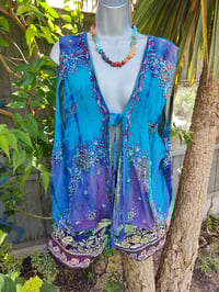 Image 1 of Mykonos sari jewel oversized waistcoat / top 10-18 turquoise and purple