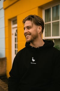 Image 4 of Silly Goose Hoodie in Black with Embroidered White Logo