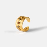 Image 3 of LORENA Cubic Zirconia Gemstone 18ct Gold Statement Ring 