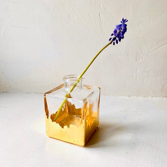 Image of Gold Dipped Mini Upcycled Square Glass Vase