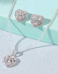 3pcs/set Simple Heart Full Of Rhineston Necklace