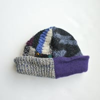 Image 1 of Reworked Reversible Beanie Multi Colored x Purple Cashmere