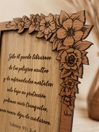 Image 1 of Custom Scripture Floral Wood Plaque