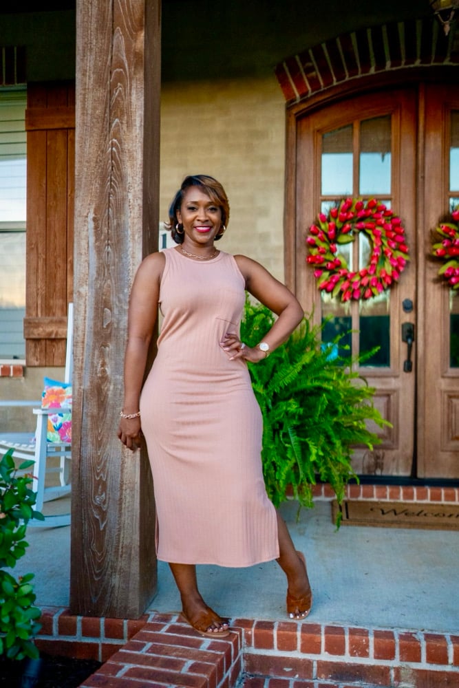 Image of Ribbed Midi Dress W/ Front Pocket