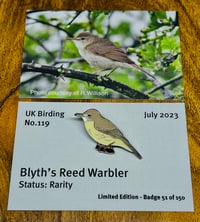 Image 1 of Blyth's Reed Warbler - No.119 - UK Birding Pins - Enamel Pin Badge
