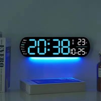 Image 1 of LED Wall Clock with Weather and Day Indicator