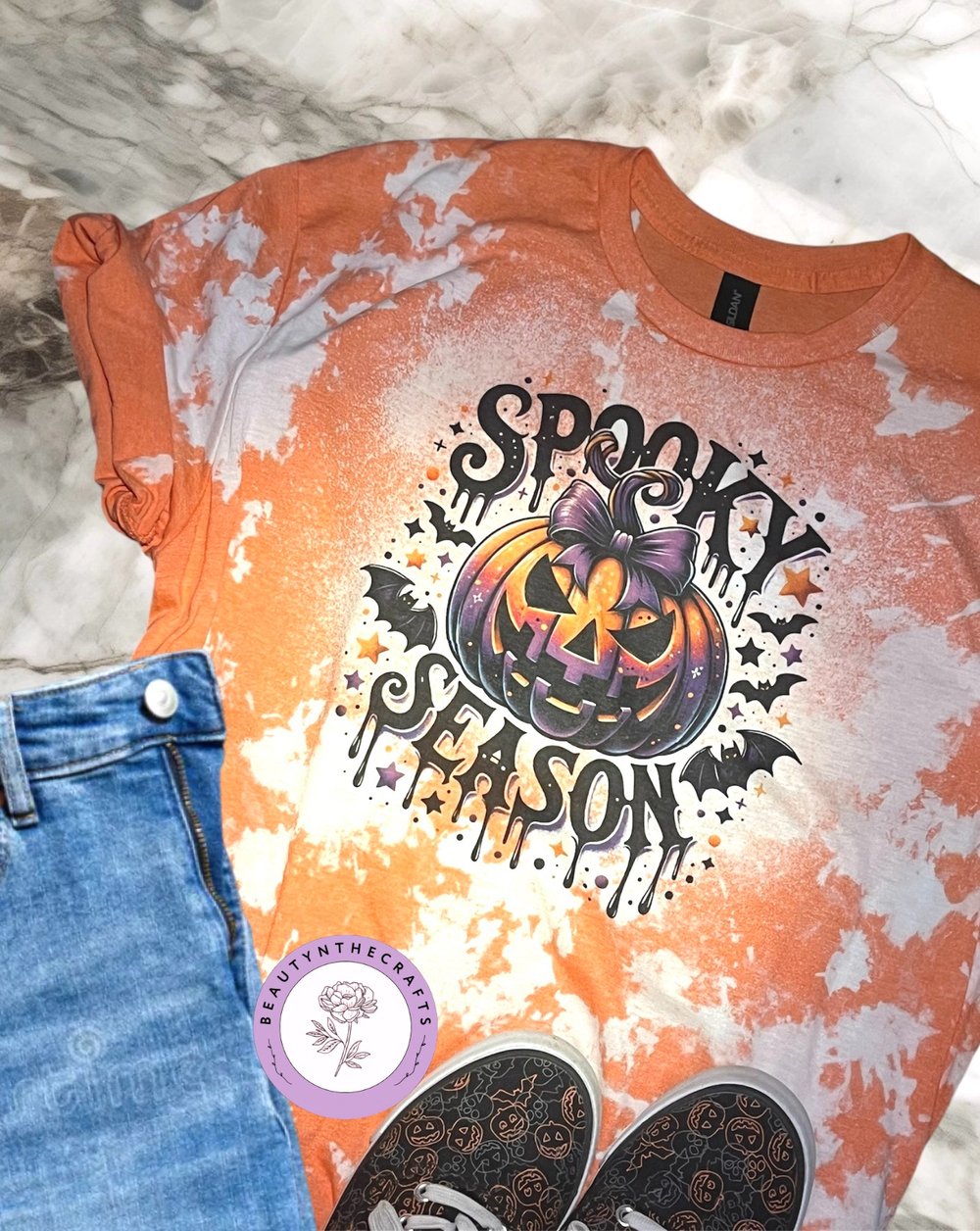 Image of Spooky Season Bleached T-shirt