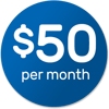 $50 per month ($0 startup)