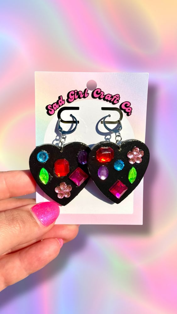 Image of Bedazzled Heart Earrings