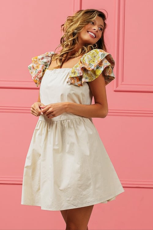 Image of Embroidered Ruffle Dress 