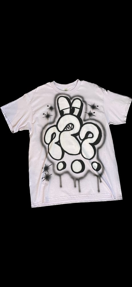 Image of AIRBRUSH TEE SIZE L WHITE/BLACK