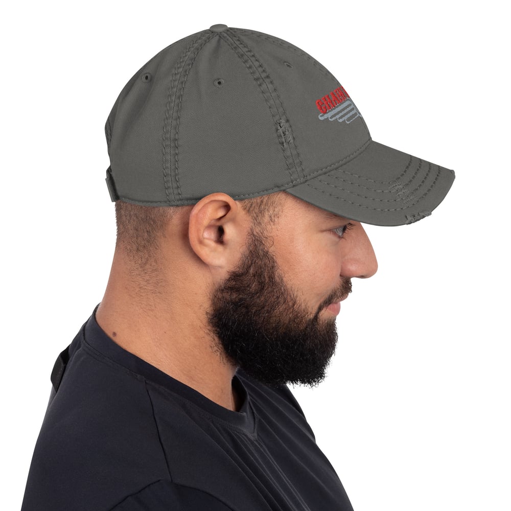 Chain Reaction Embroidery Distressed Dad Hat