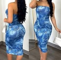  Denim Printed Dress