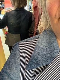 Image 10 of Slim blazerjakke i jeans og striber (m/l)