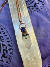 Image 1 of Electroformed Lemurian Quartz necklace with Tourmaline and Labradorite 