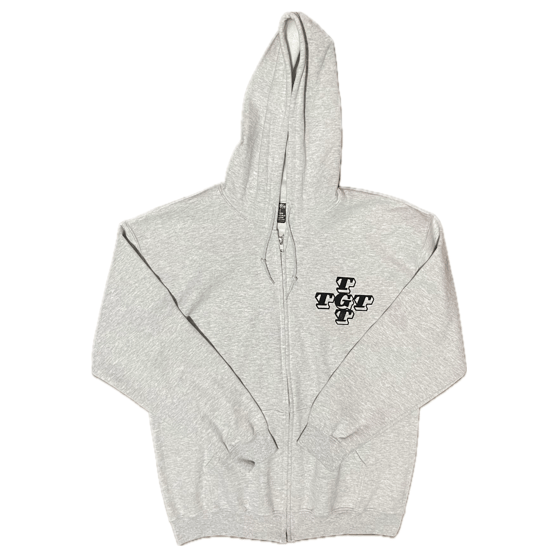 Image of Double Logo Zip Up Hoodie - Light Grey 