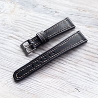 Image 1 of Black Horween Derby Strap In 40's Style