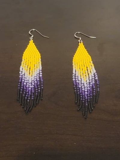 Image of Pride Flag Fringe Earrings