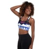BOSSFITTED White Neon Pink and Blue Padded Sports Bra