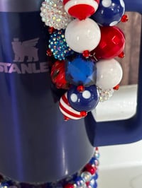 Image 5 of Fourth of July Memorial Day Patrotic Red White and Blue Tumbler Straw Bauble