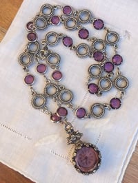 Image 2 of Vintage Purple Pocket Watch Necklace