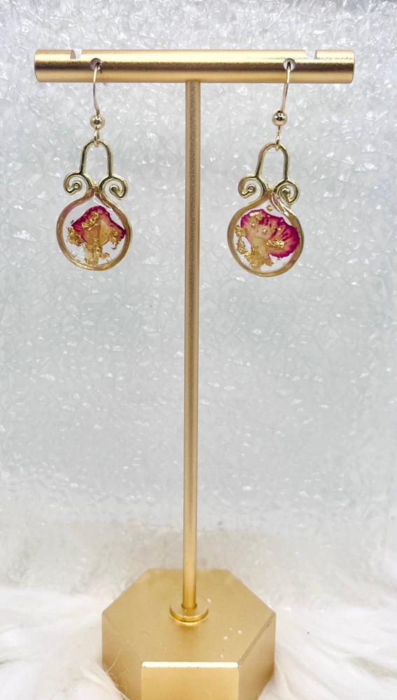 Image of YELLOW & FUCHSIA FLORAL DANGLES