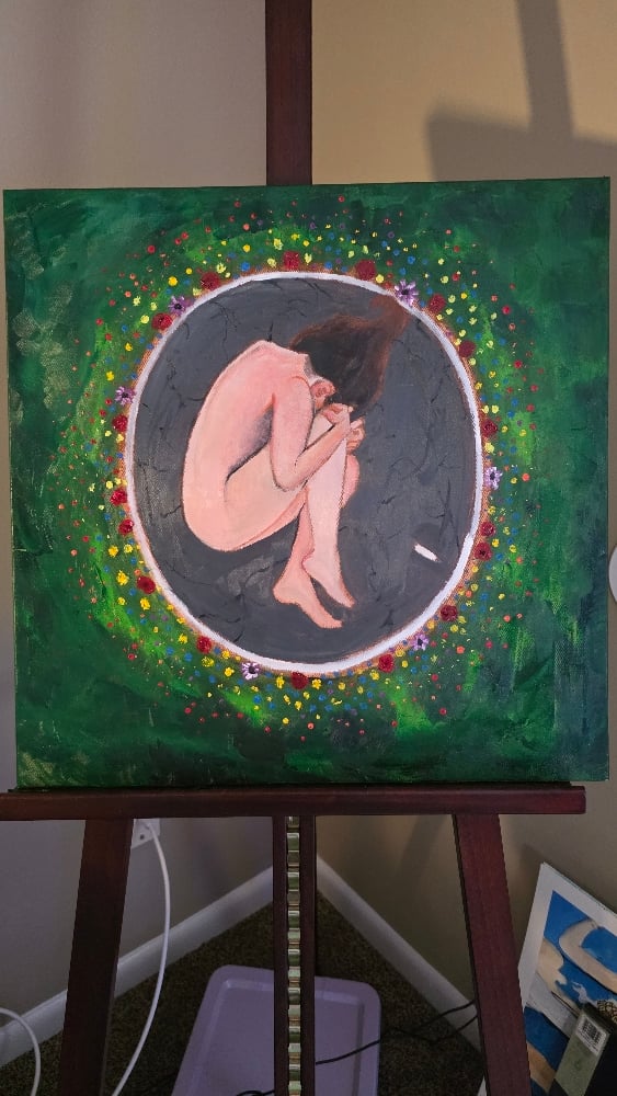 Image of Love Bomb oil on linen original painting D.Day debidazeart