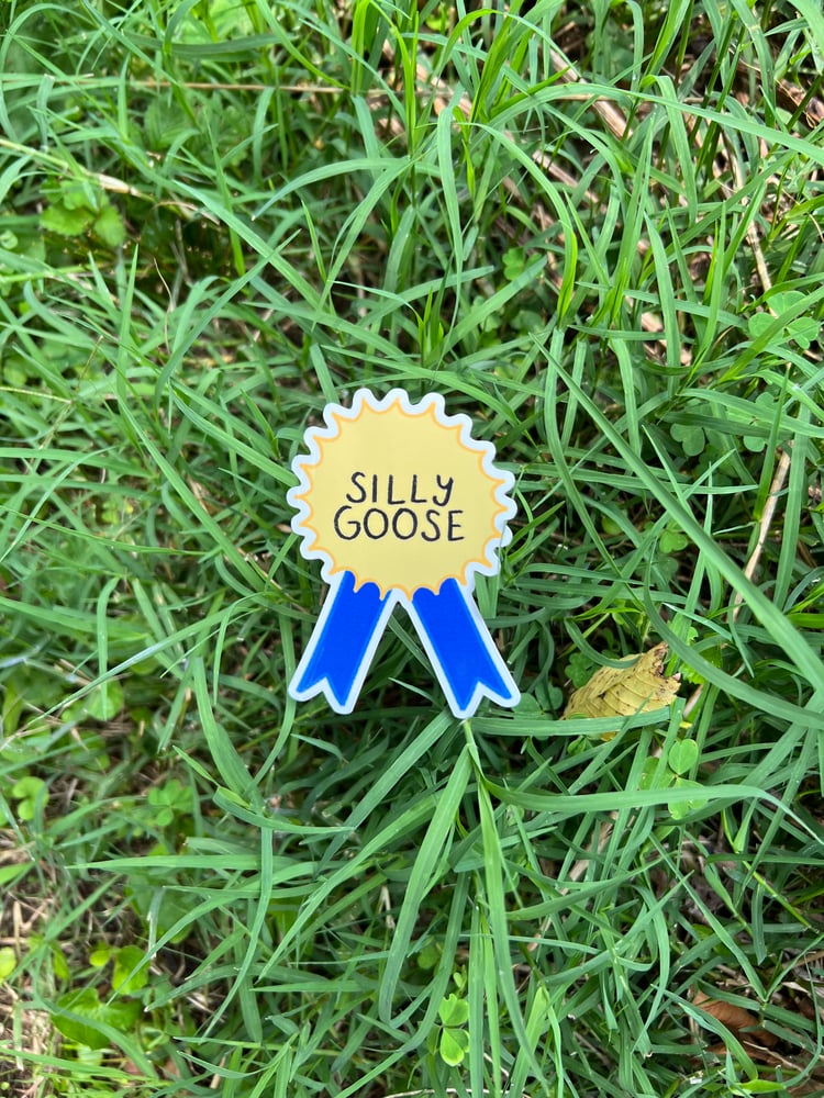 Image of silly goose blue ribbon