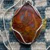 Swirling Tornado Jasper Agate Cabochon Pendant Necklace 