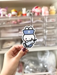 Blue Nurse Bunny Vinyl Sticker