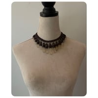 Image 1 of The Empress Necklace - Clear Quartz Crystals and Dark Brown Leather