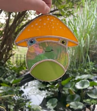 Image 2 of Stained Glass Yellow Mushroom Frog