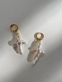 Image 1 of Cross pearl earrings 