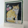 Hand finished A5 art print -Midge the ginger and white cat 