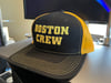 Black and Gold Trucker Snapback Cap with Boston Crew logo