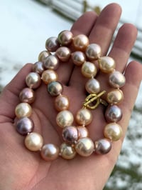 Image 3 of Freshwater Edison Pearl Necklace Bamboo 18k 