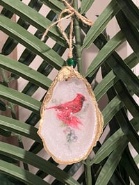 Image 1 of Cardinal Oyster Shell Ornament