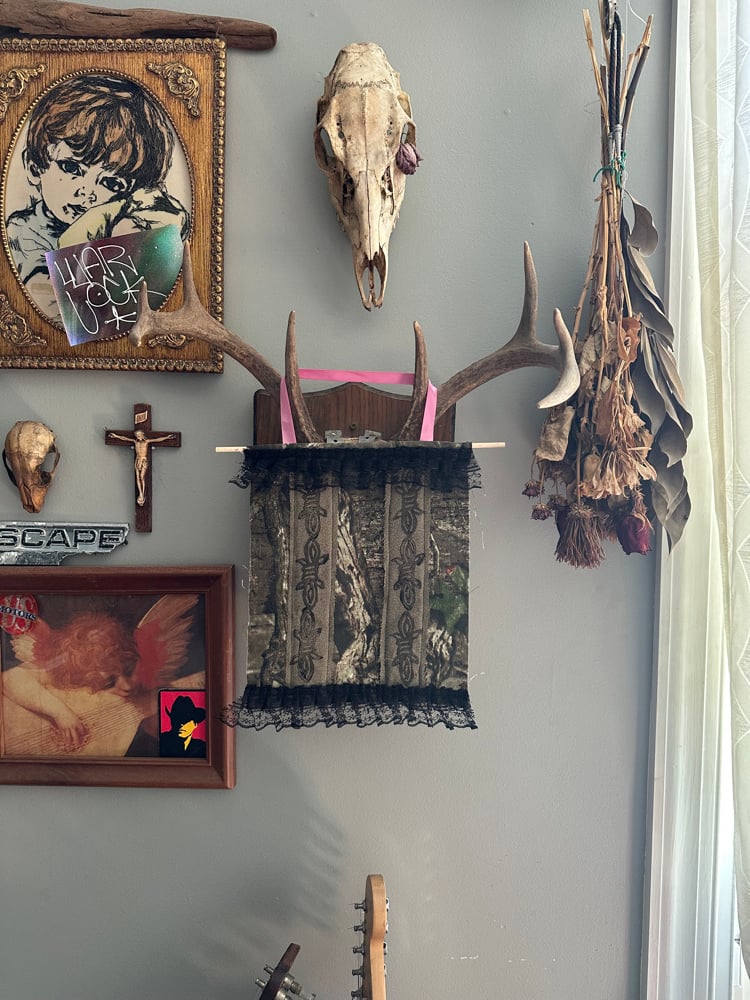 Image of Barbed Wire Camo Printed Tapestry 