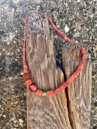 Image 1 of Antique Coral + Brass Choker 