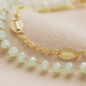 Image of Lisa Angel Set of 2 Leaf & Green Beaded Bracelets