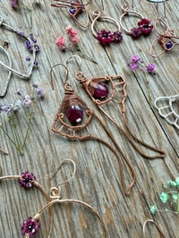 Image 5 of Copper Luna Wing Earrings with Ruby