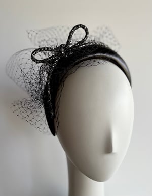 Image of Black headband w rhinestone bow