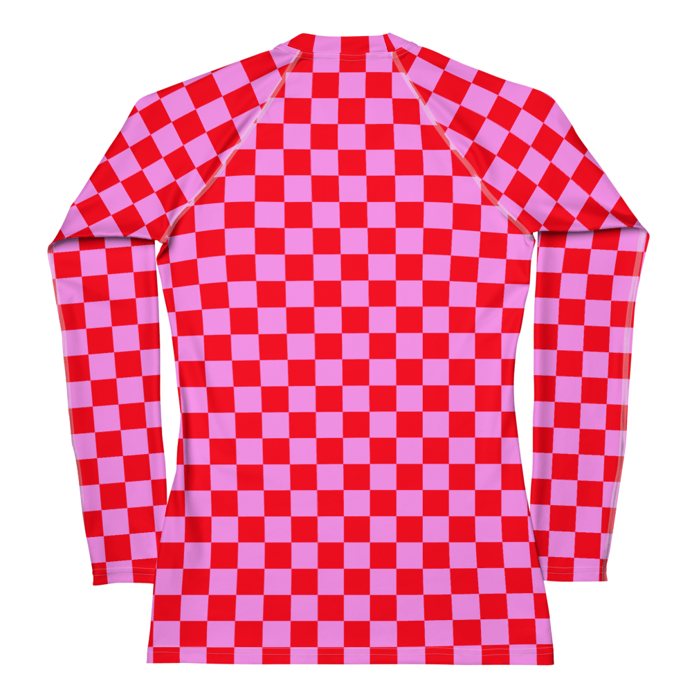 Pink Red Checker Women's Rashie