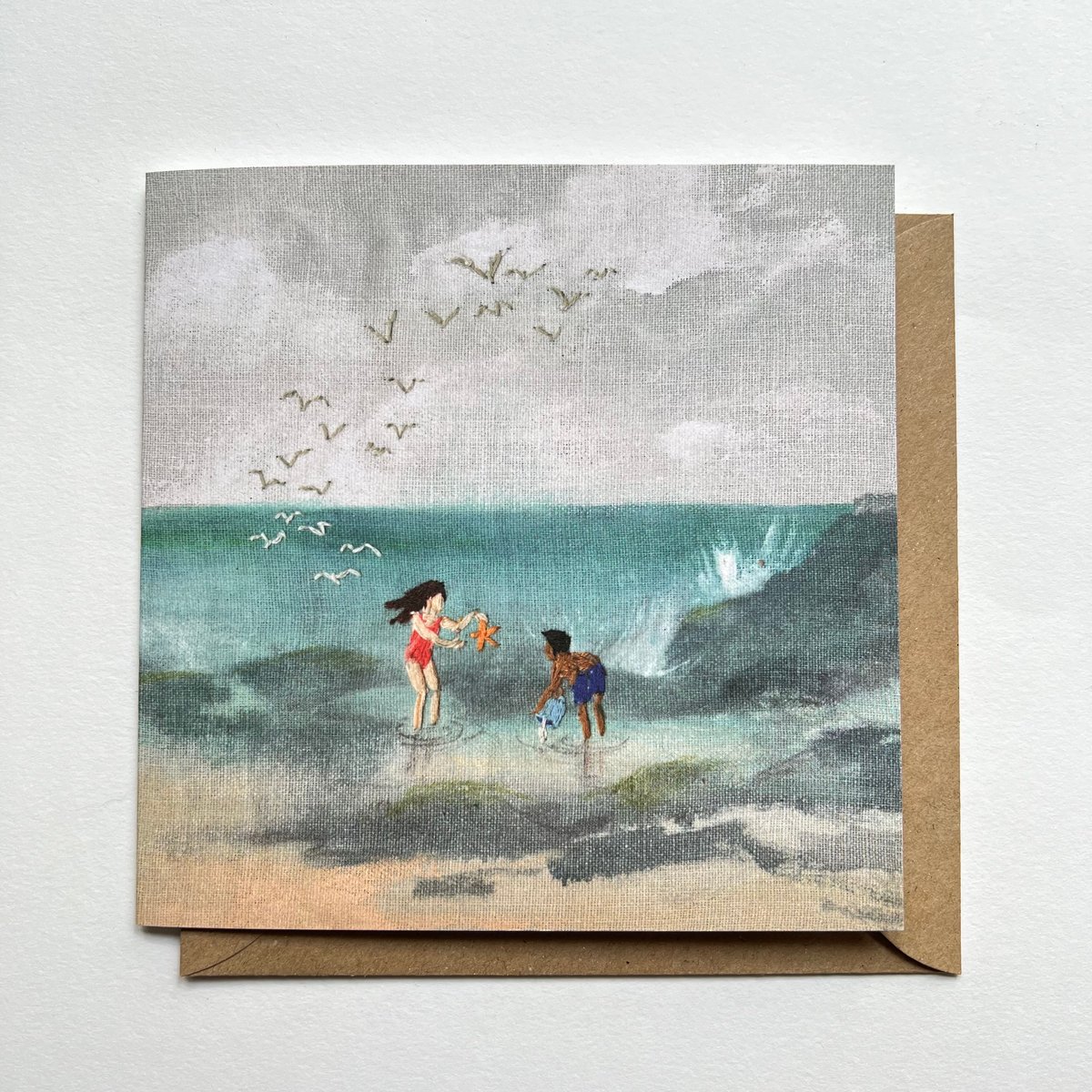 Image of Coastal - Set of 5 'embroidered' Luxury Greetings Cards